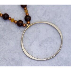 18 inch, Vintage Ring-shaped Pendant, Beads Necklace, Statement Necklace - CD1